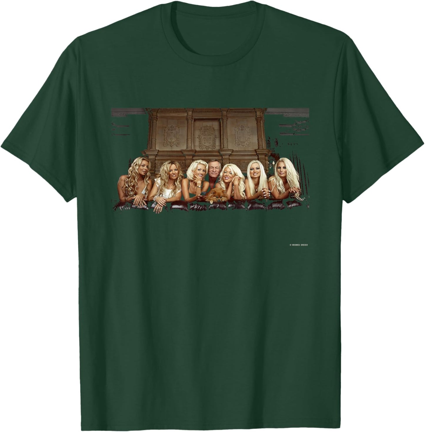 Hugh HEFNER & Playboy Bunnies 2002 by Michael Grecco T-Shirt - T-Shirt | Forest
