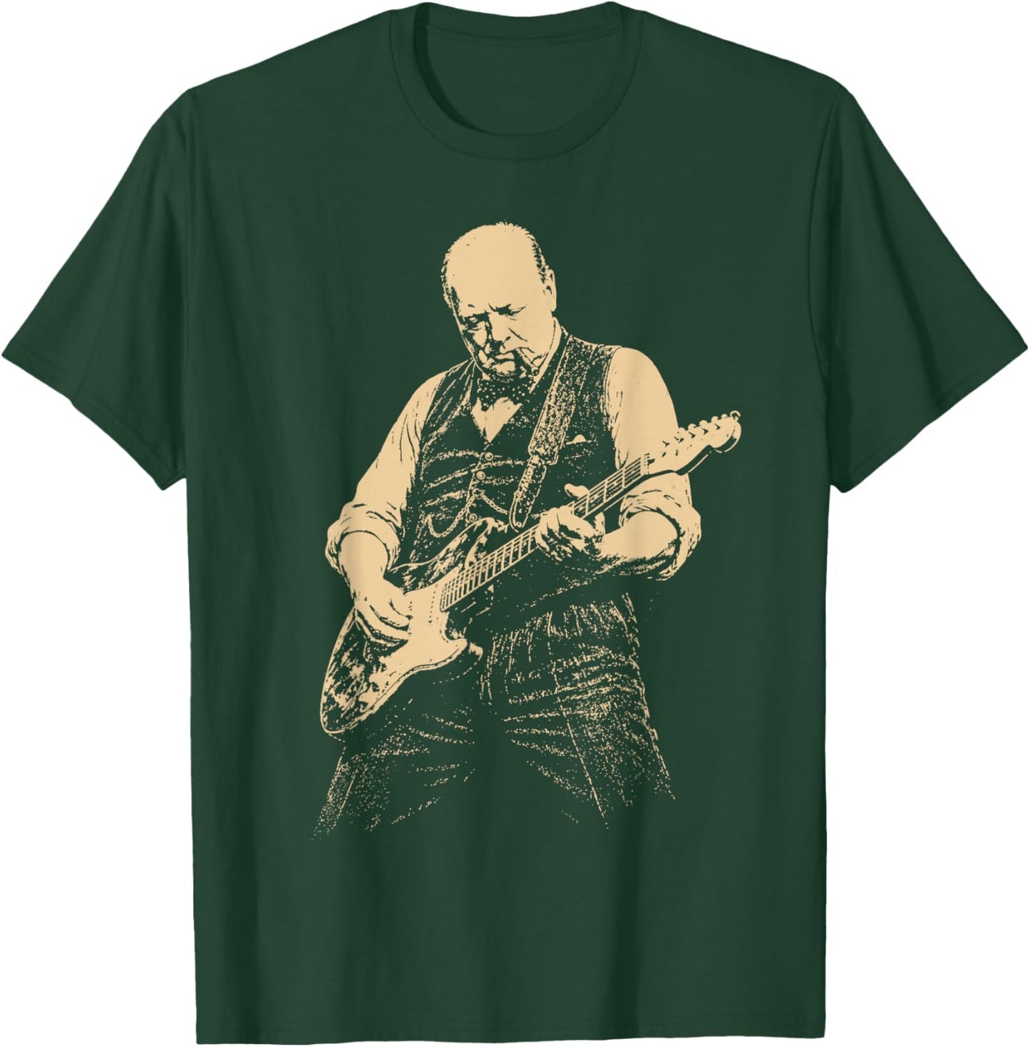 Winston Churchill Playing Guitar Vintage T-Shirt - T-Shirt | Forest