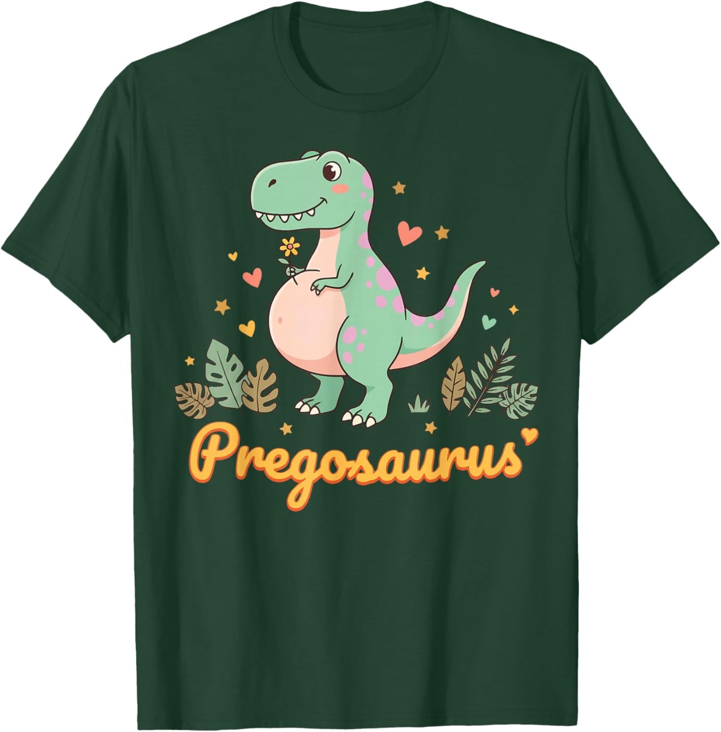 Pregosaurus Pregnant Mom Dinosaur T-Shirt - T-Shirt | Forest