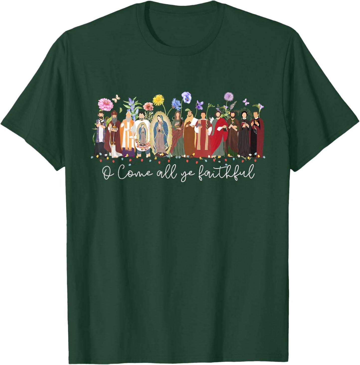 Christmas Catholic Saints Religious Faith Women Men Kids T-Shirt - T-Shirt | Forest