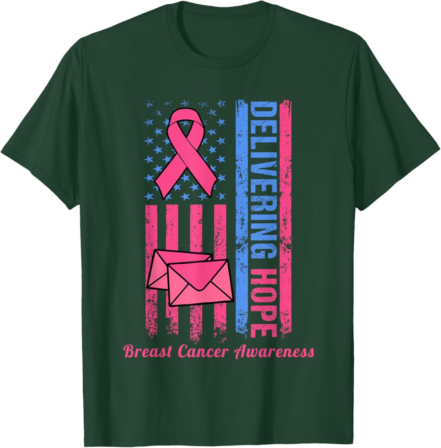 Postal Worker Clerk Breast Cancer Awareness Pink Ribbon T-Shirt - T-Shirt | Forest
