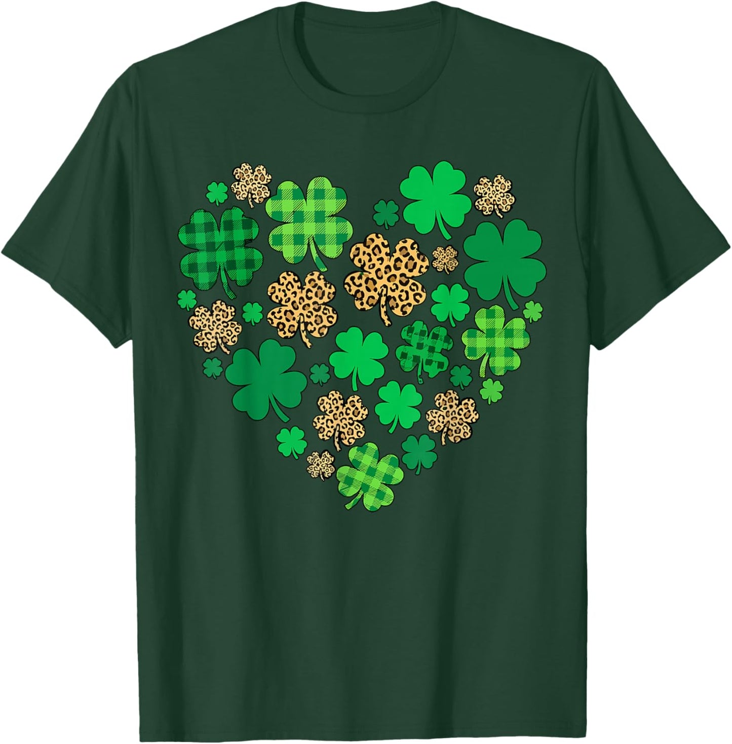 Shamrock Heart St Patricks Day Leopard T-Shirt - T-Shirt | Forest