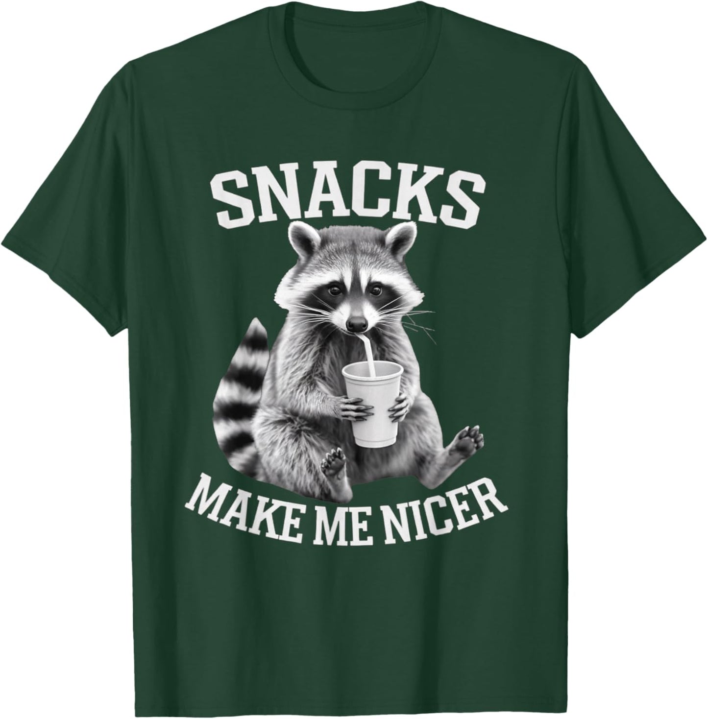 Snacks Make Me Nicer Raccoon Meme Animal Sarcastic Saying T-Shirt - T-Shirt | Forest