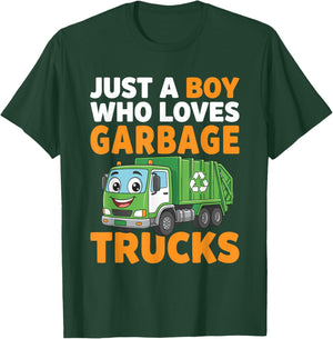 Just A Boy Who Loves Garbage Trucks Trash Truck T-Shirt - T-Shirt | Forest
