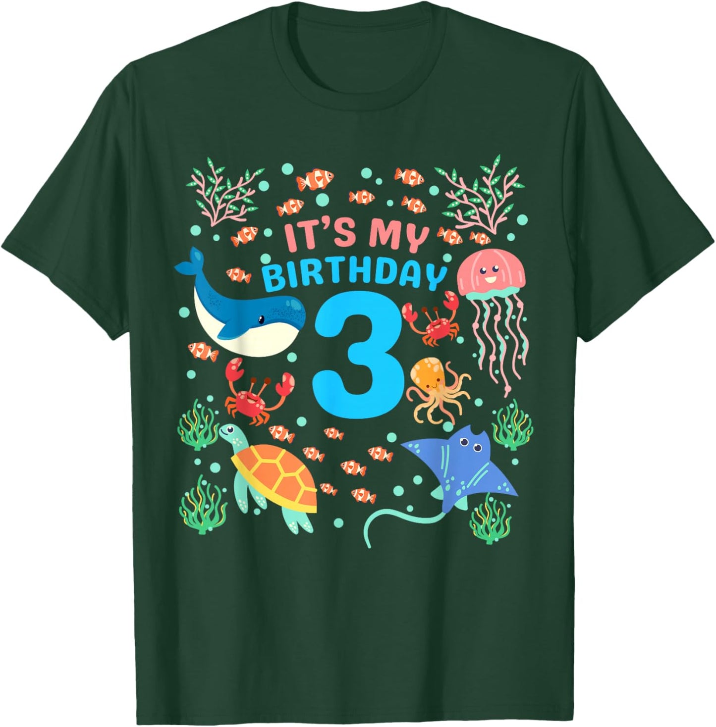 3rd It's My Birthday Ocean 3 Year Old Sea Fish Aquarium T-Shirt - T-Shirt | Forest