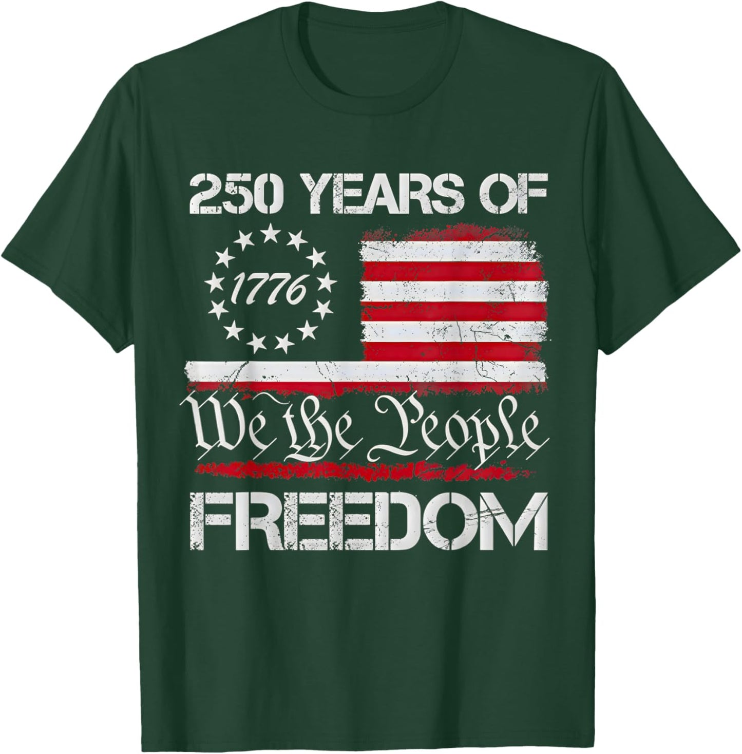 4th of July American Flag Vintage 250 Years 1776 2026 USA T-Shirt - T-Shirt | Forest