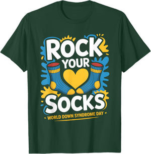 World Down Syndrome Day Rock Your Socks Awareness Support T-Shirt - T-Shirt | Forest