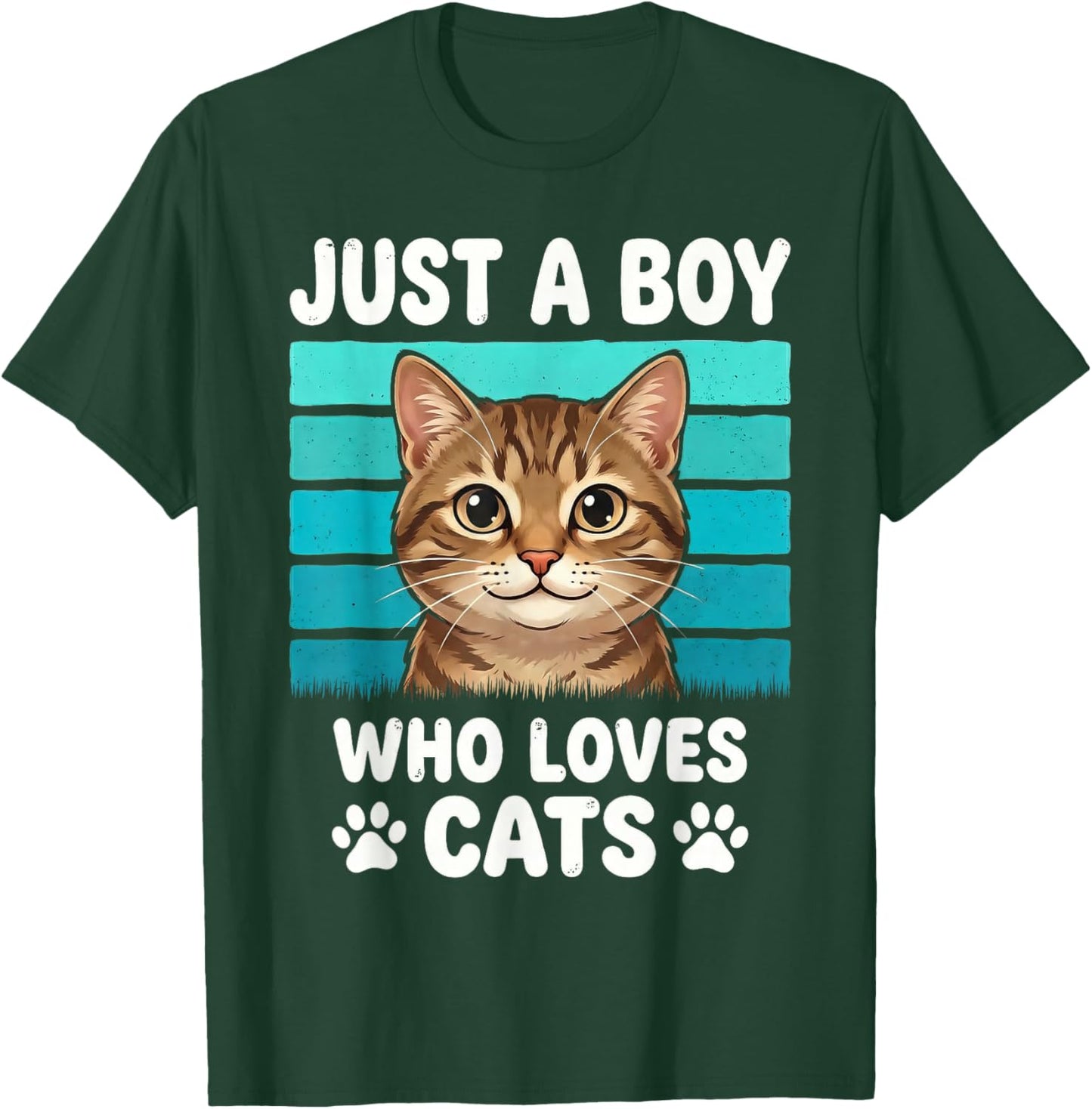 Just a Boy Who Loves Cats Funny Cat Lover Kids Boys T-Shirt - T-Shirt | Forest