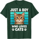 Just a Boy Who Loves Cats Funny Cat Lover Kids Boys T-Shirt - T-Shirt | Forest