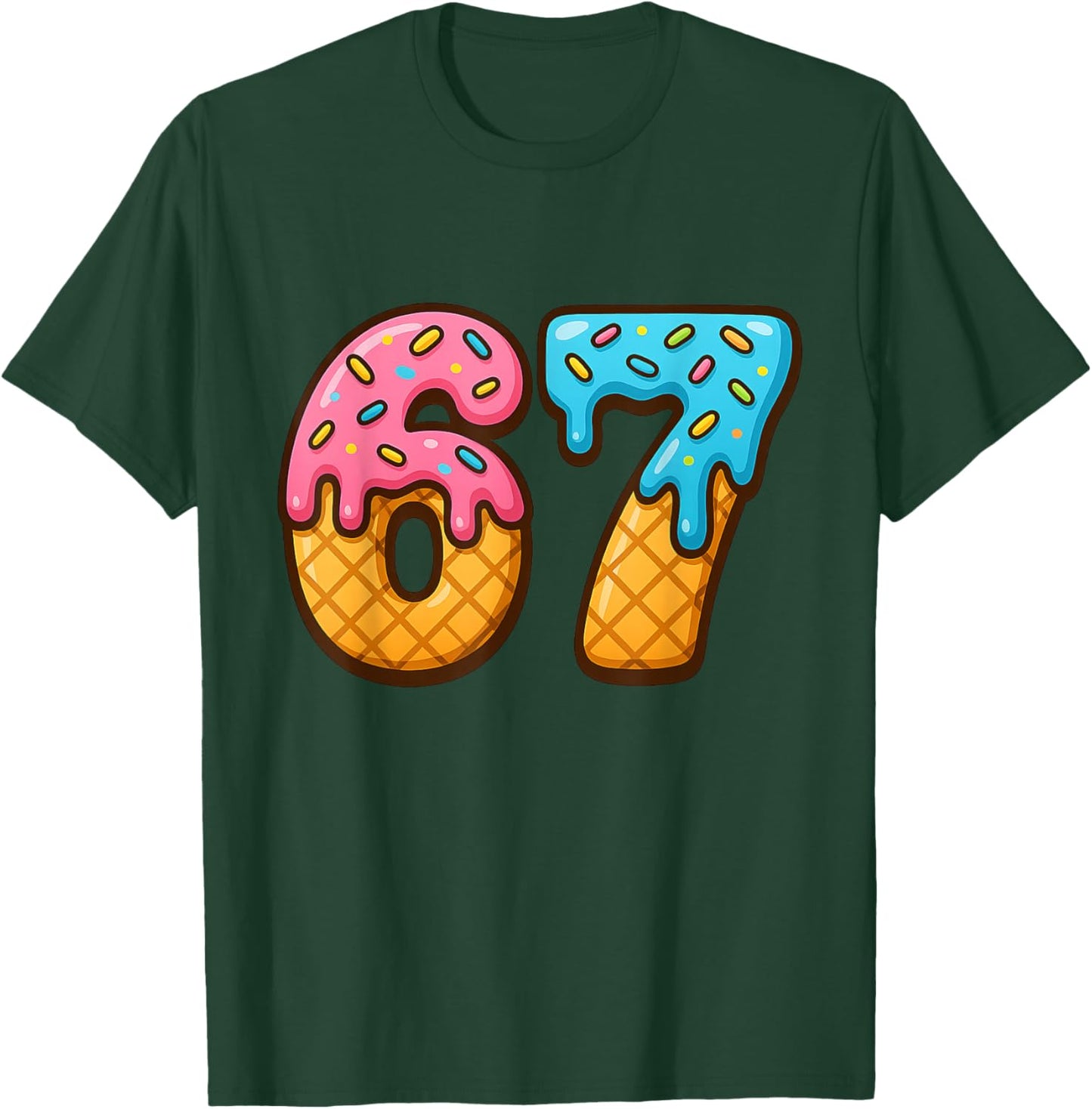 67 Ice Cream Drip Meme Funny Six Seven Gen Alpha Slang T-Shirt - T-Shirt | Forest