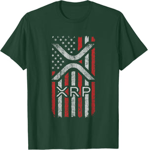 XRP Crypto - XRP Cryptocurrency - American Flag - XRP T-Shirt - T-Shirt | Forest