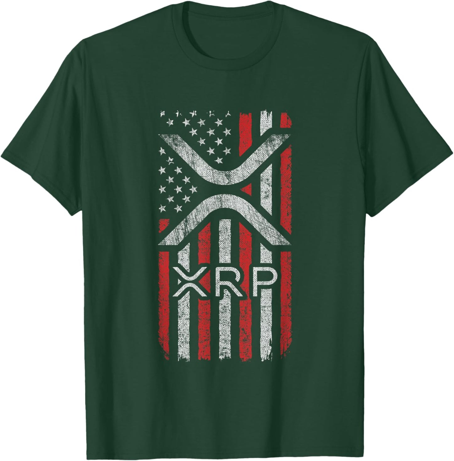 XRP - American Flag XRP Logo Graphic - XRP Crypto T-Shirt - T-Shirt | Forest