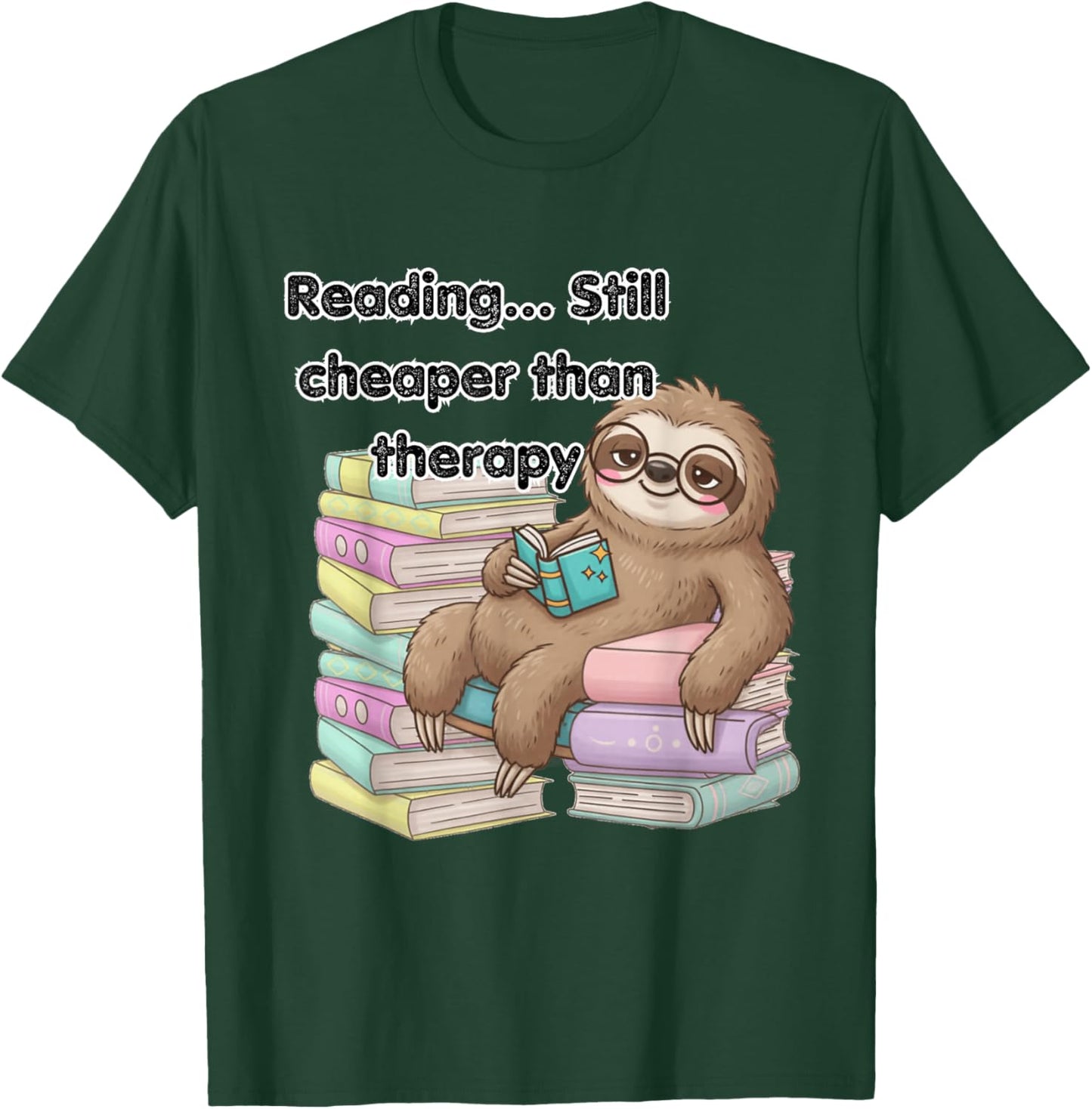 Cozy Sloth Reading Therapy T-Shirt - T-Shirt | Forest