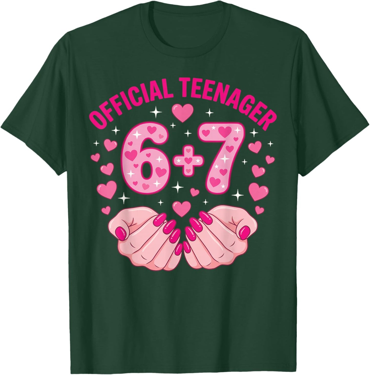 6+7 Year Old Girls Teenager Nails 13th Birthday Girl 67 T-Shirt - T-Shirt | Forest