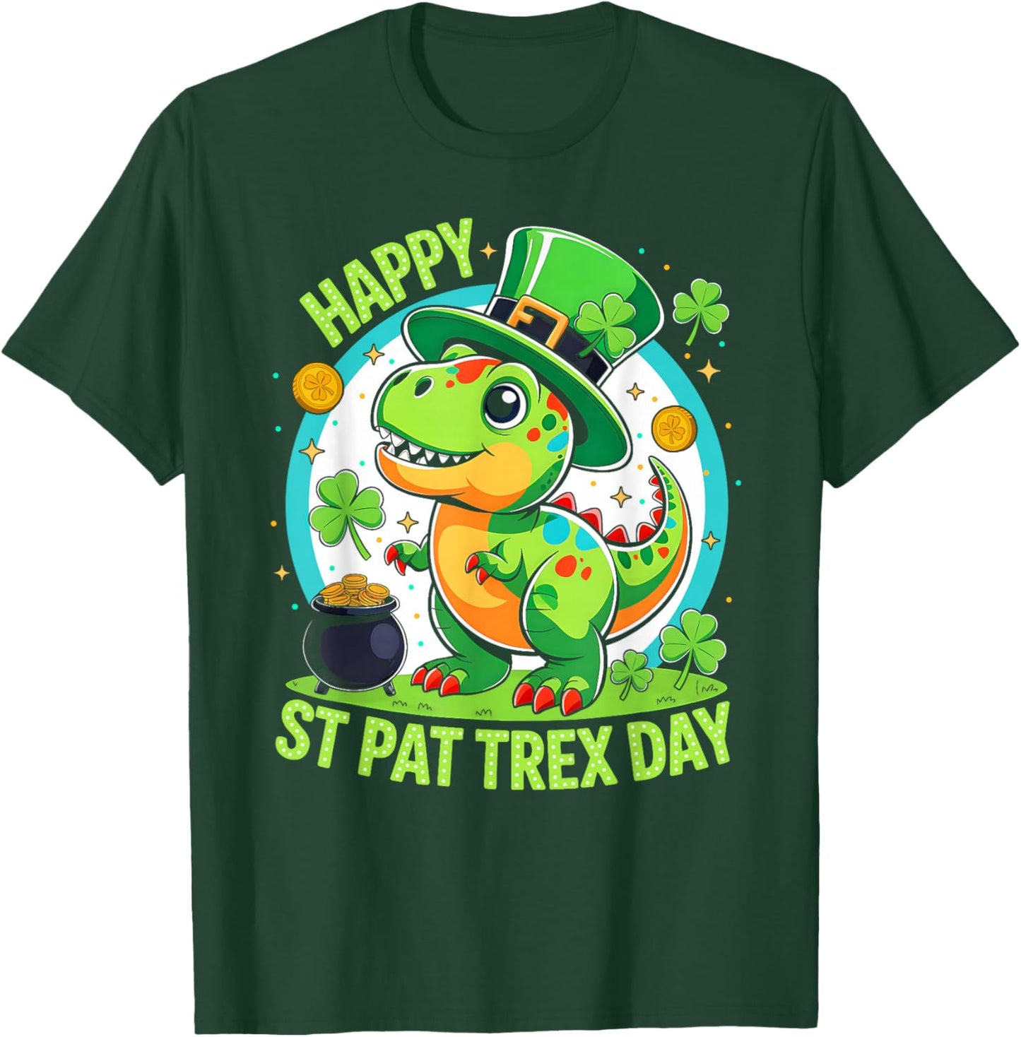 Happy St Pat Rex Day St Patricks Dinosaur Toddler Boys Kids T-Shirt - T-Shirt | Forest