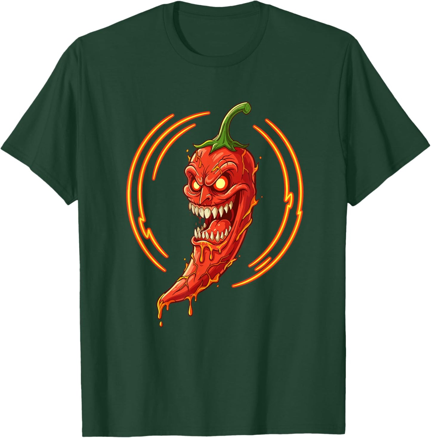 Fiery Evil Chili Pepper Mascot Spicy Heat T-Shirt - T-Shirt | Forest