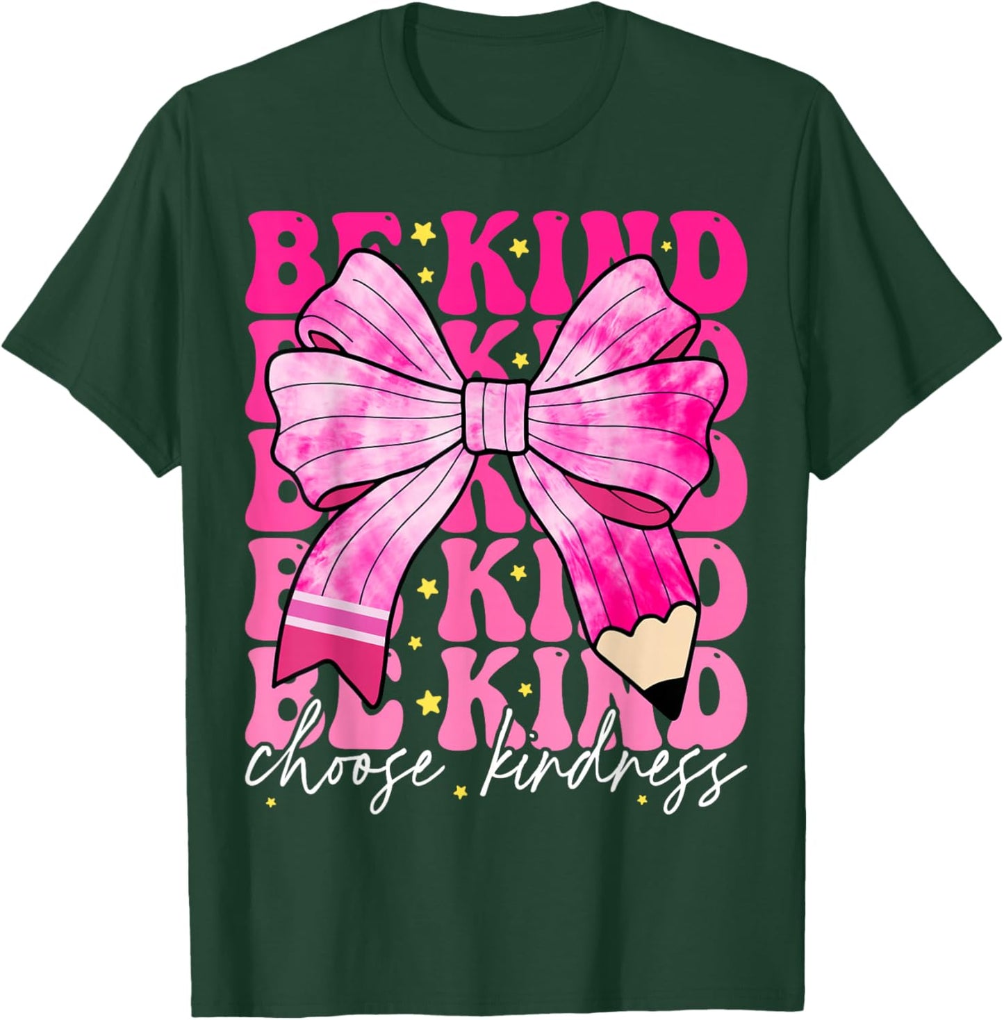 Be Kind Coquette Bow Choose Kindness Inspirational Quotes T-Shirt - T-Shirt | Forest