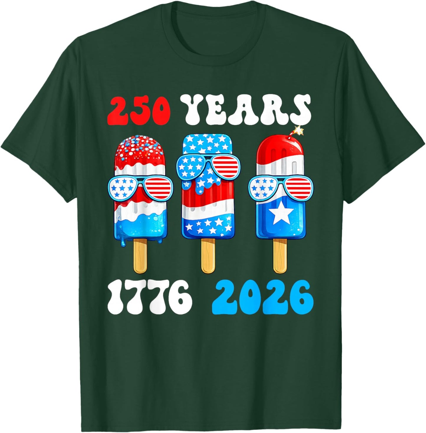 250 Years American 1776 2026 250th USA 4th of July Boy Kids T-Shirt - T-Shirt | Forest