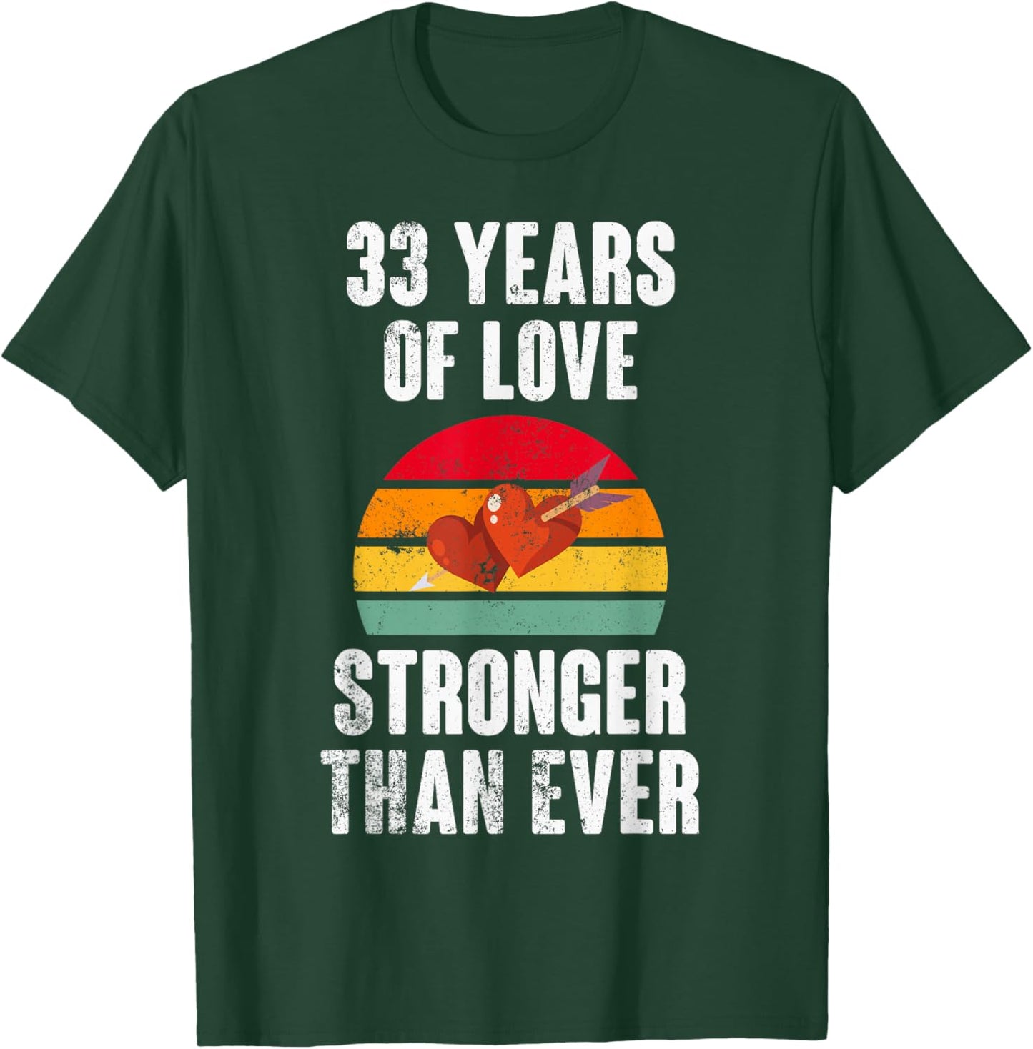 Vintage Sunset 33 Years Together 33rd Wedding Anniversary T-Shirt - T-Shirt | Forest