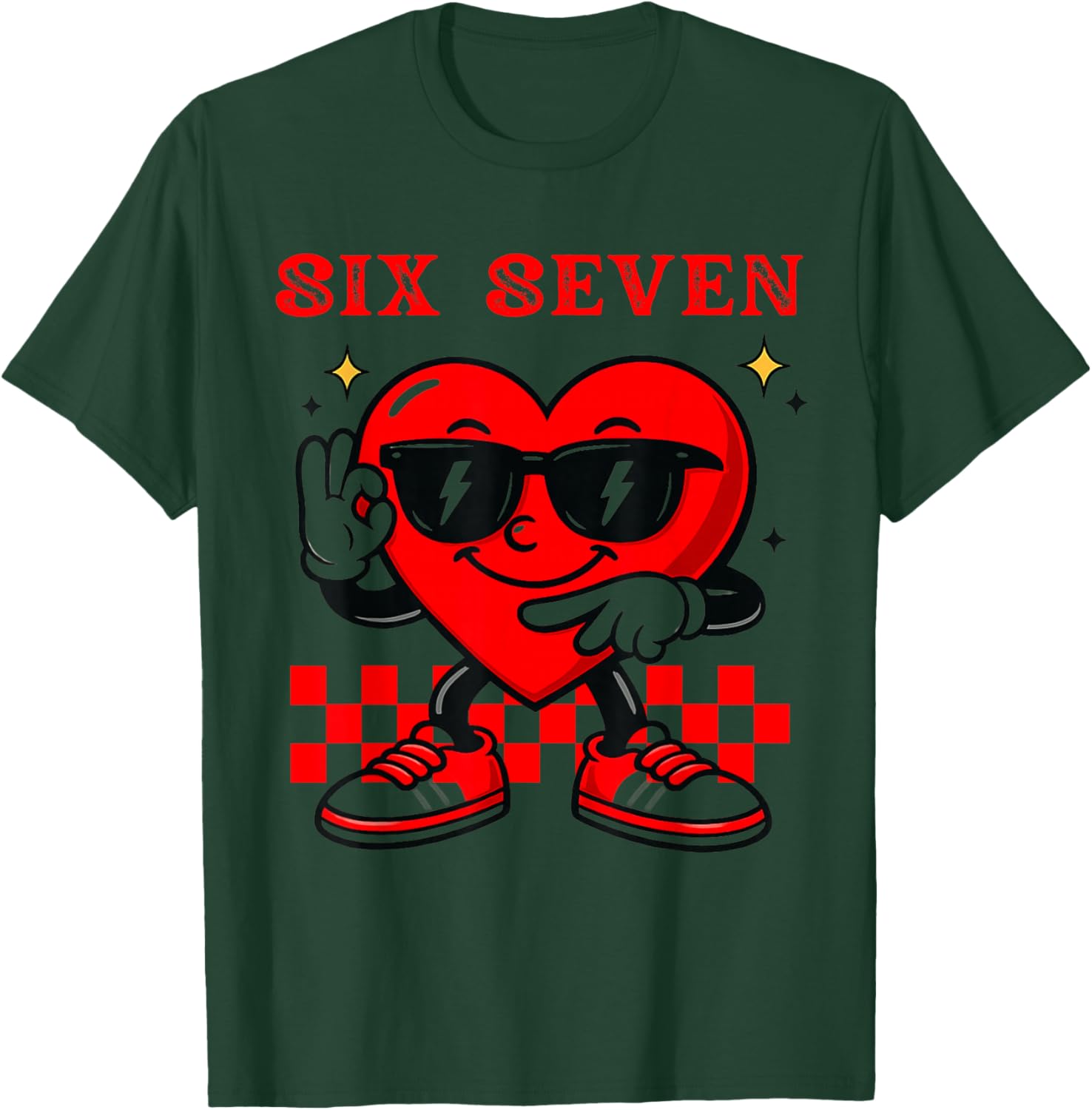 Groovy 6 7 Meme Heart Gen Alpha Six Seven 67 Valentine’s Day T-Shirt - T-Shirt | Forest
