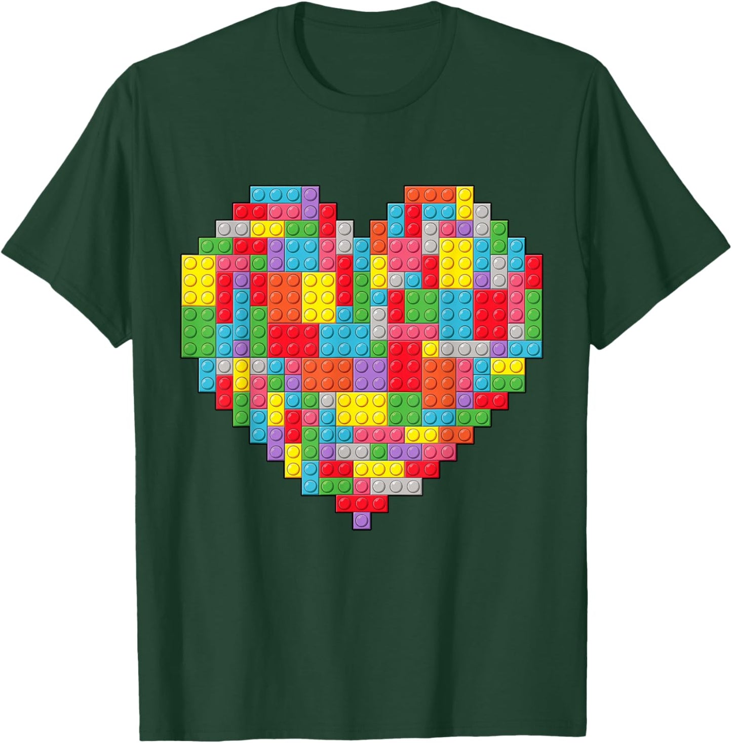 Master Builder Block Brick Building Heart Valentines Day Boy T-Shirt - T-Shirt | Forest
