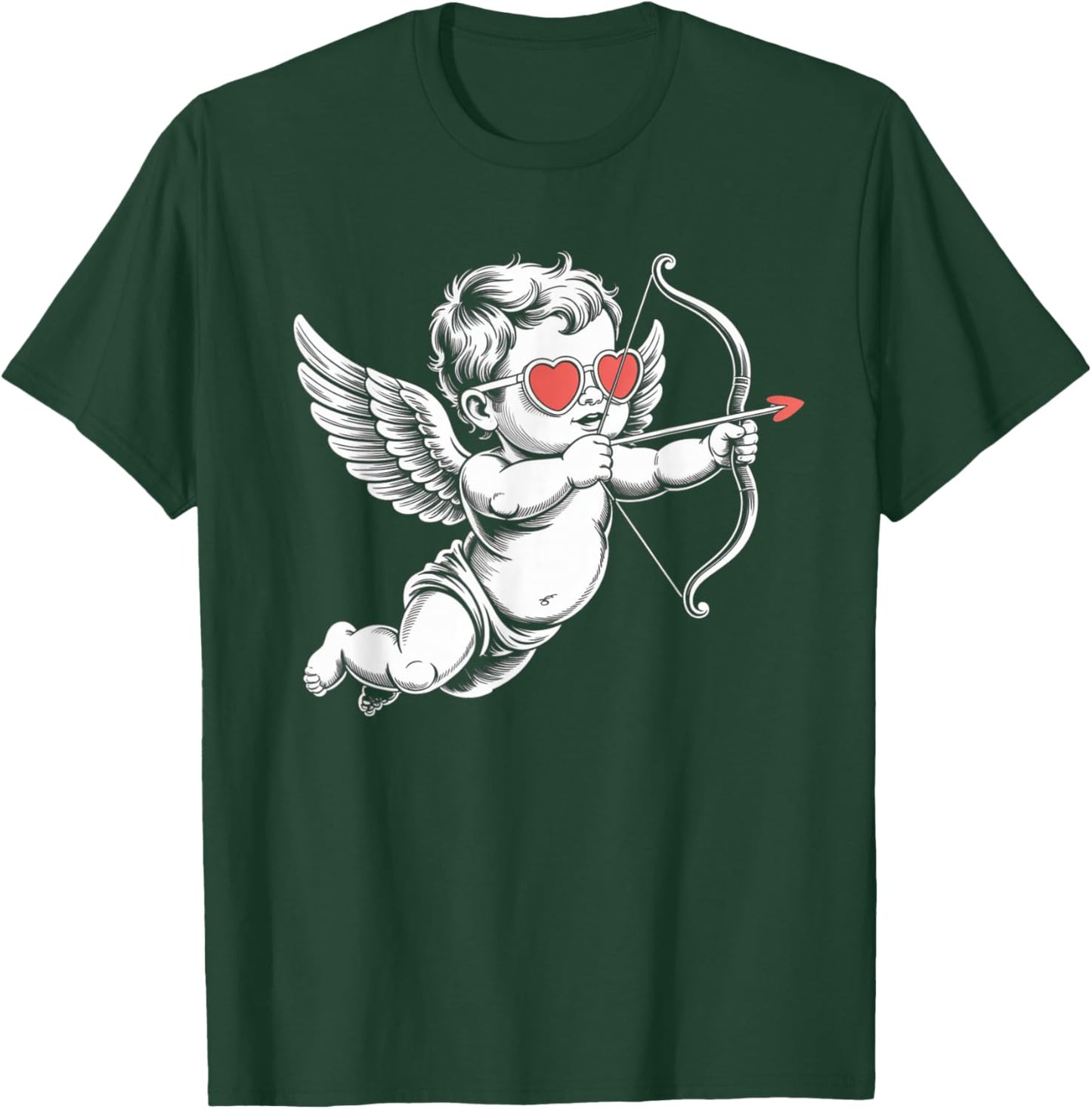 Valentines Day Cupid Angel with Heart Sunglasses T-Shirt - T-Shirt | Forest