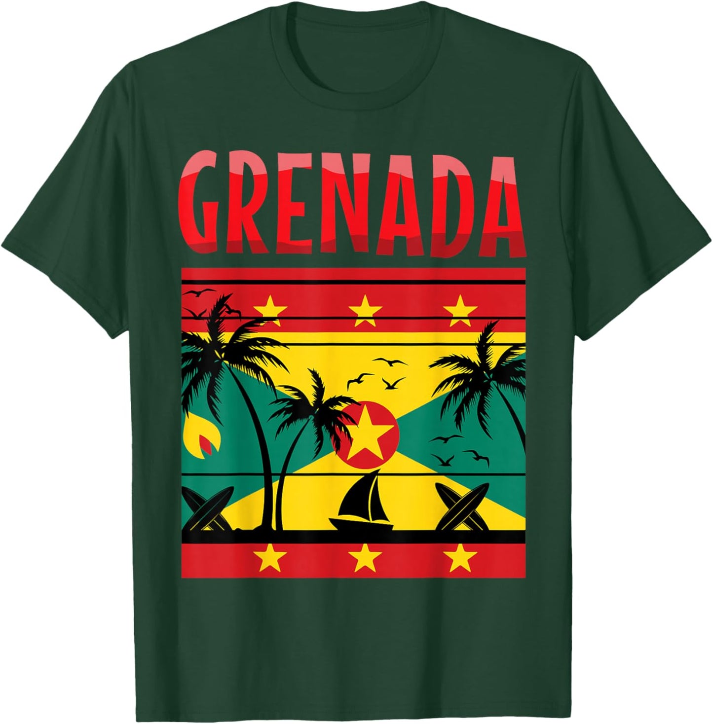 Grenada Flag Grenadian Grenada Independence Proud Grenada T-Shirt - T-Shirt | Forest