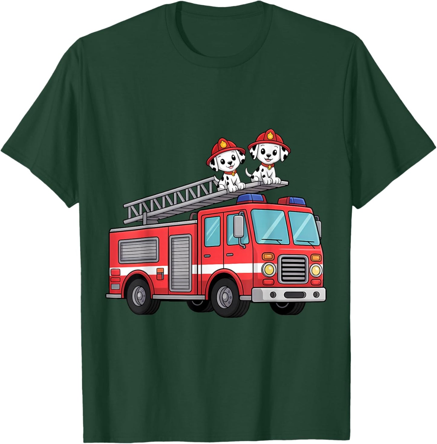 Fire Truck Firefighter Dalmatians Kids T-Shirt - T-Shirt | Forest
