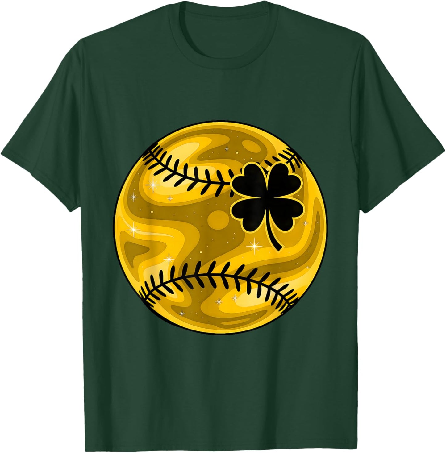 Softball Shamrock Lucky Clover Irish St Patrick's Day Boys T-Shirt - T-Shirt | Forest