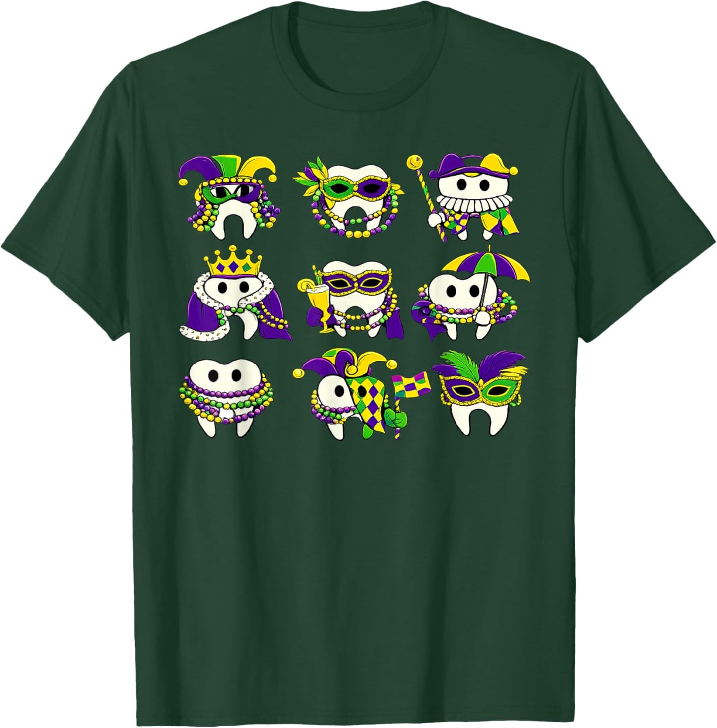 Dental Hygienist Mardi Gras Tooth New Orleans Dentist Squad T-Shirt - T-Shirt | Forest