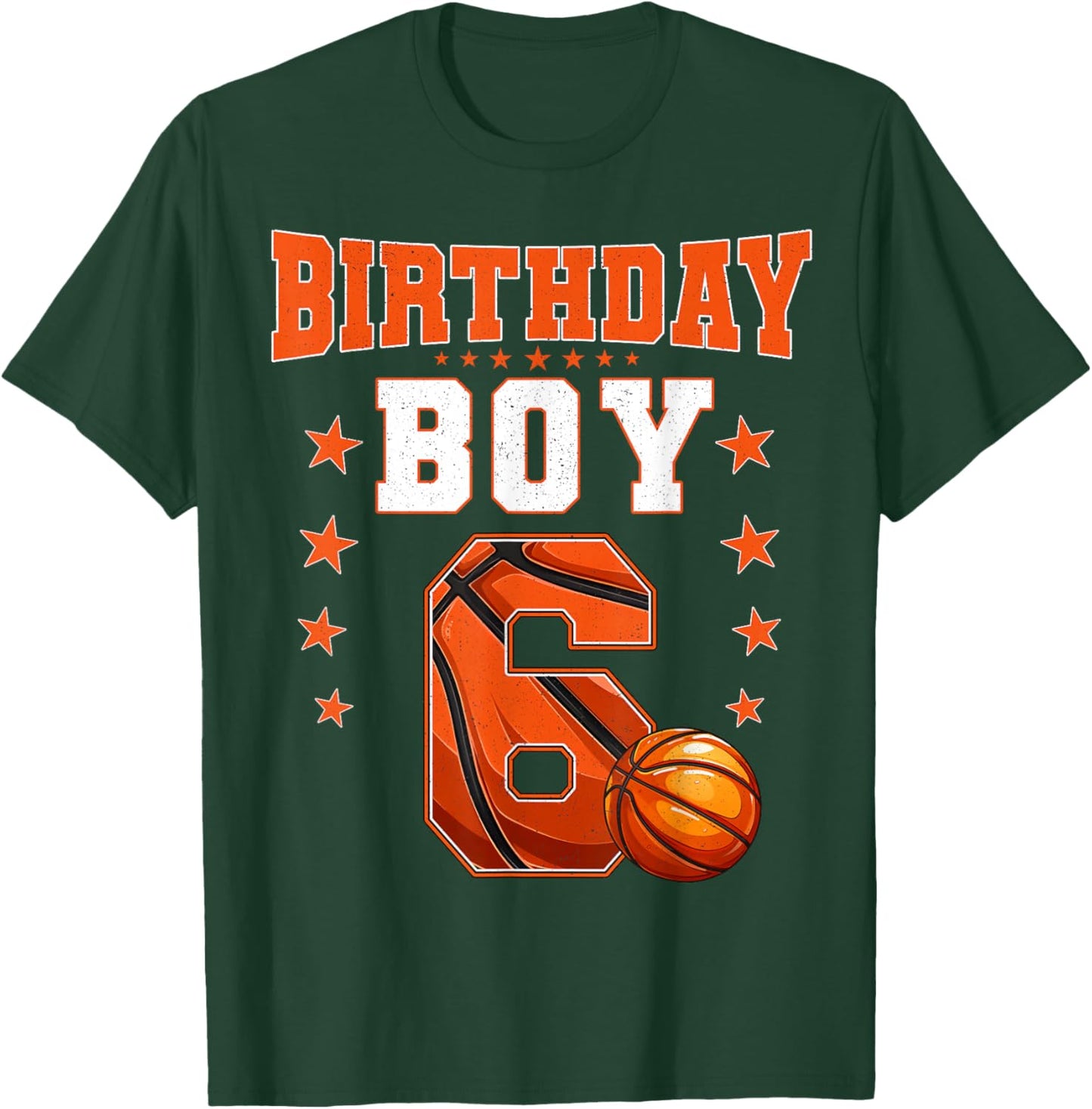 Kids 6 Year Old Birthday Boy Basketball 6th Birthday Party T-Shirt - T-Shirt | Forest