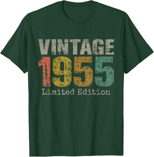 Vintage 1955 Text 71st Birthday Gift Men Women 71 Year Old T-Shirt - T-Shirt | Forest