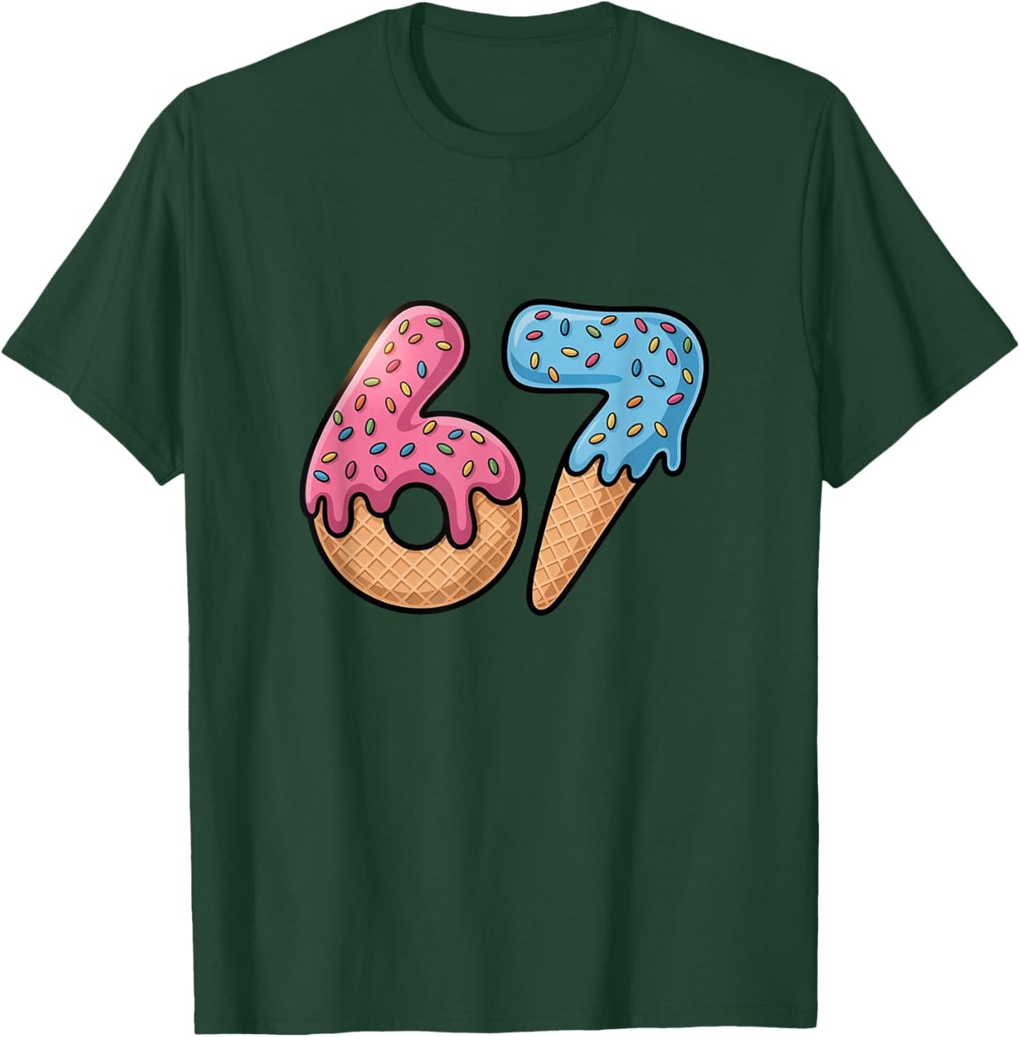 Six Seven Ice Cream Drip Cool Meme 67 Funny Number T-Shirt - T-Shirt | Forest