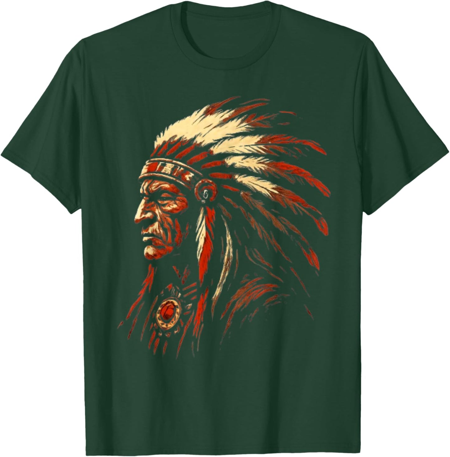 Native American Indian Headdress Traditional Art Men Women T-Shirt - T-Shirt | Forest
