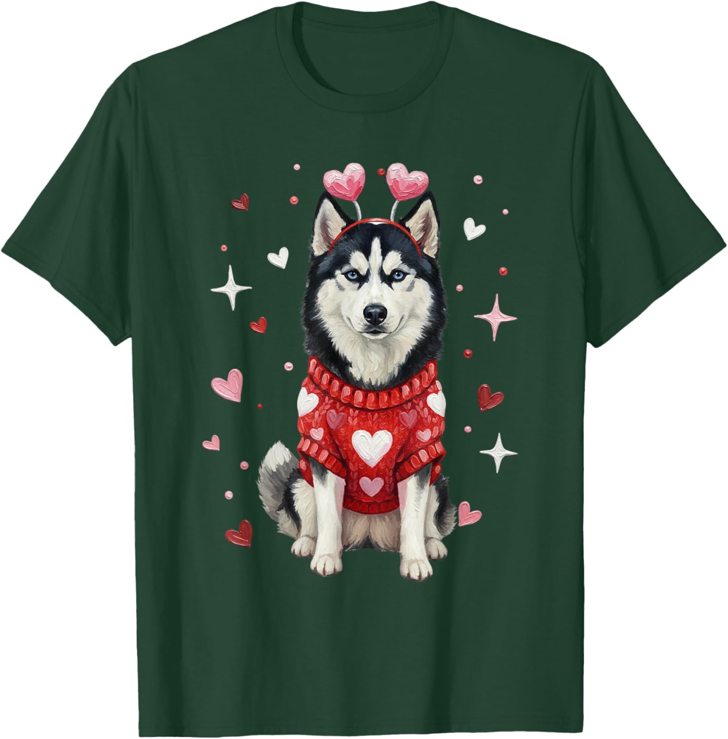 Cute Siberian Husky Valentine Heart Valentines Day T-Shirt - T-Shirt | Forest