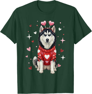 Cute Siberian Husky Valentine Heart Valentines Day T-Shirt - T-Shirt | Forest