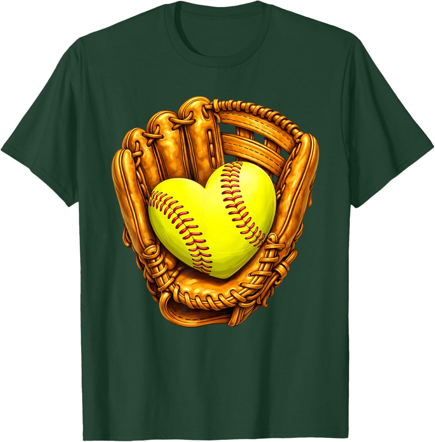 Cute Softball Heart Happy Valentines Boys Women Men Kids T-Shirt - T-Shirt | Forest