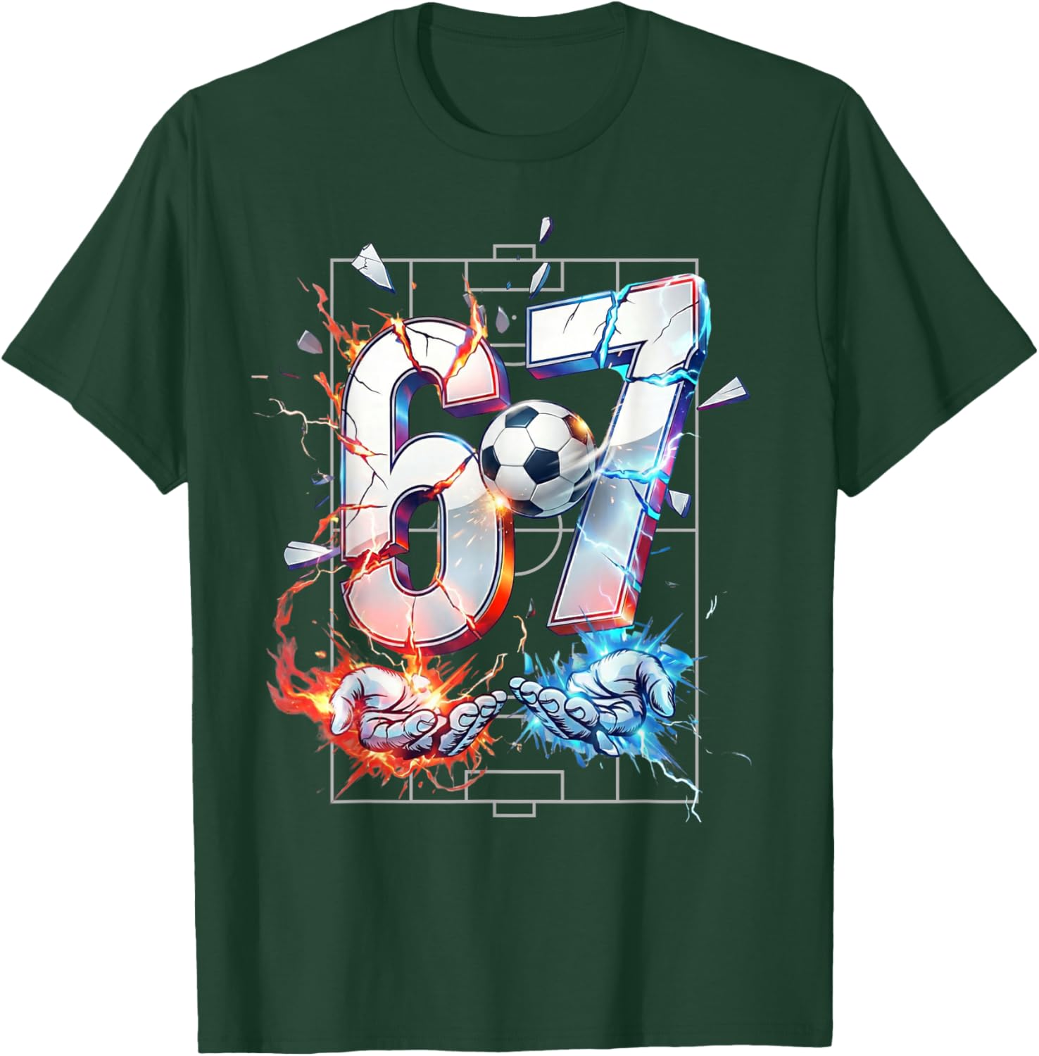 67 Soccer Six Seven Soccer 6 7 Kids Boys Girls Funny T-Shirt - T-Shirt | Forest