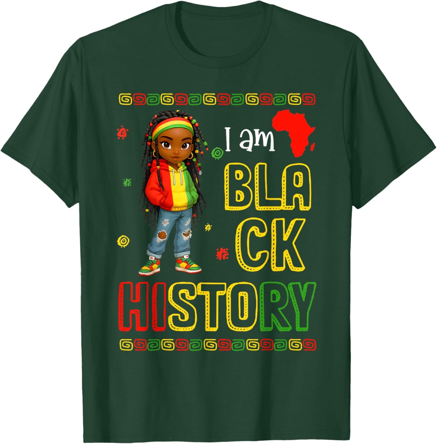 I Am Black History Month African American Black Girl Kid T-Shirt - T-Shirt | Forest