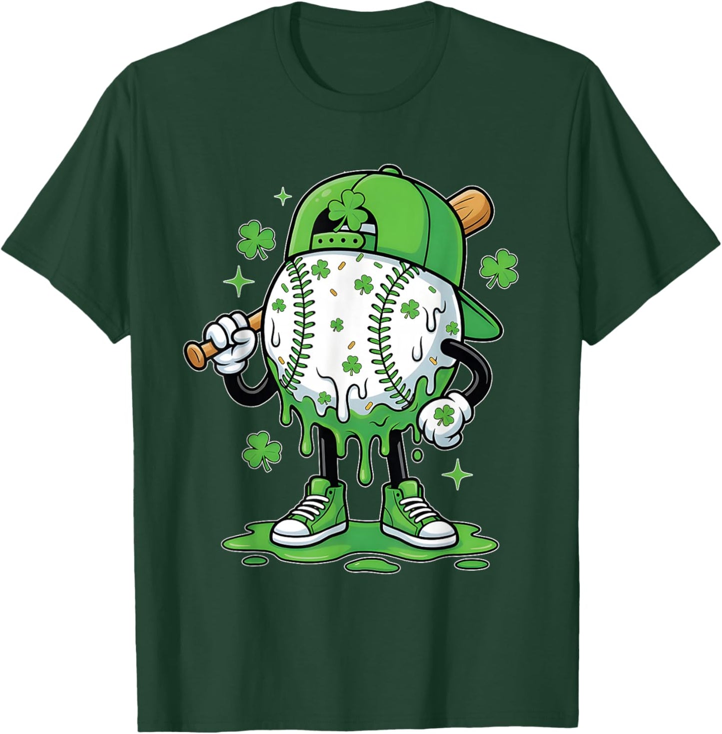 Baseball Drip Icecream Apparel Youth Boy St Patricks Day T-Shirt - T-Shirt | Forest
