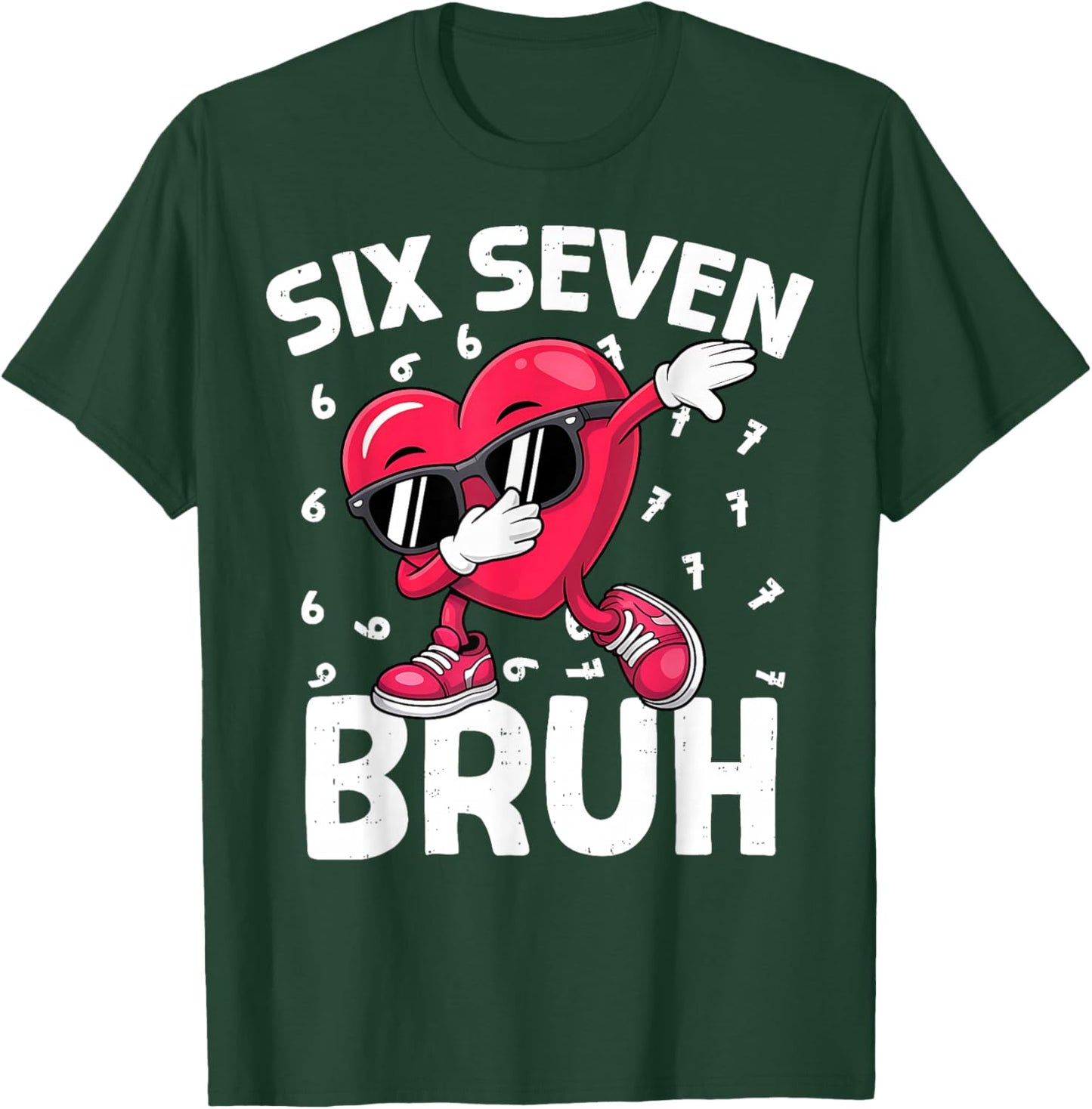 Valentines Day Six Seven Bruh 6 7 Meme Dab Heart Boys Kids T-Shirt - T-Shirt | Forest