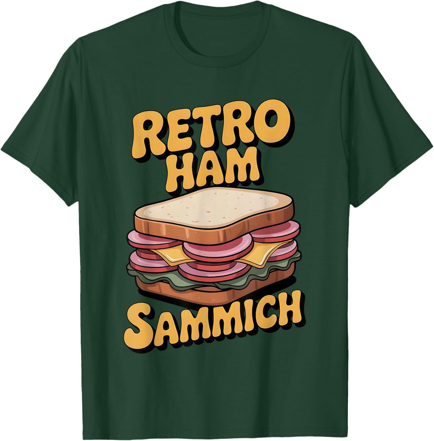 Retro Ham Sammich Funny Food Humor Vintage Deli Lovers T-Shirt - T-Shirt | Forest