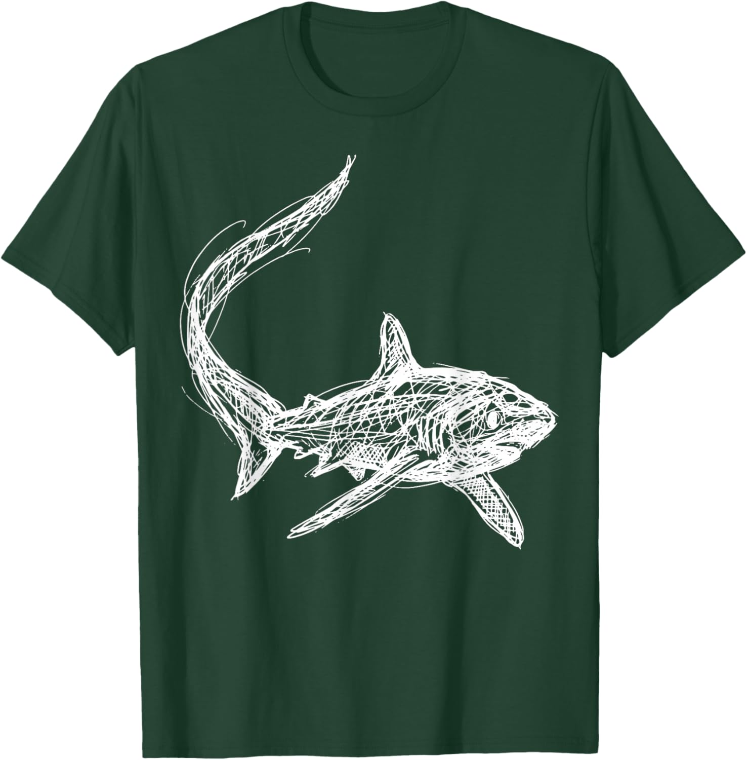 Thresher Shark Line Art T-Shirt - T-Shirt | Forest