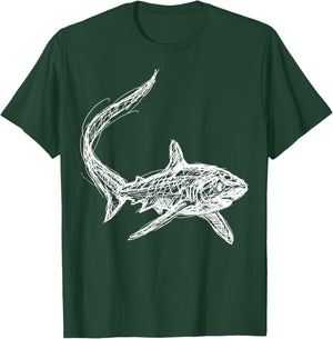 Thresher Shark Line Art T-Shirt - T-Shirt | Forest