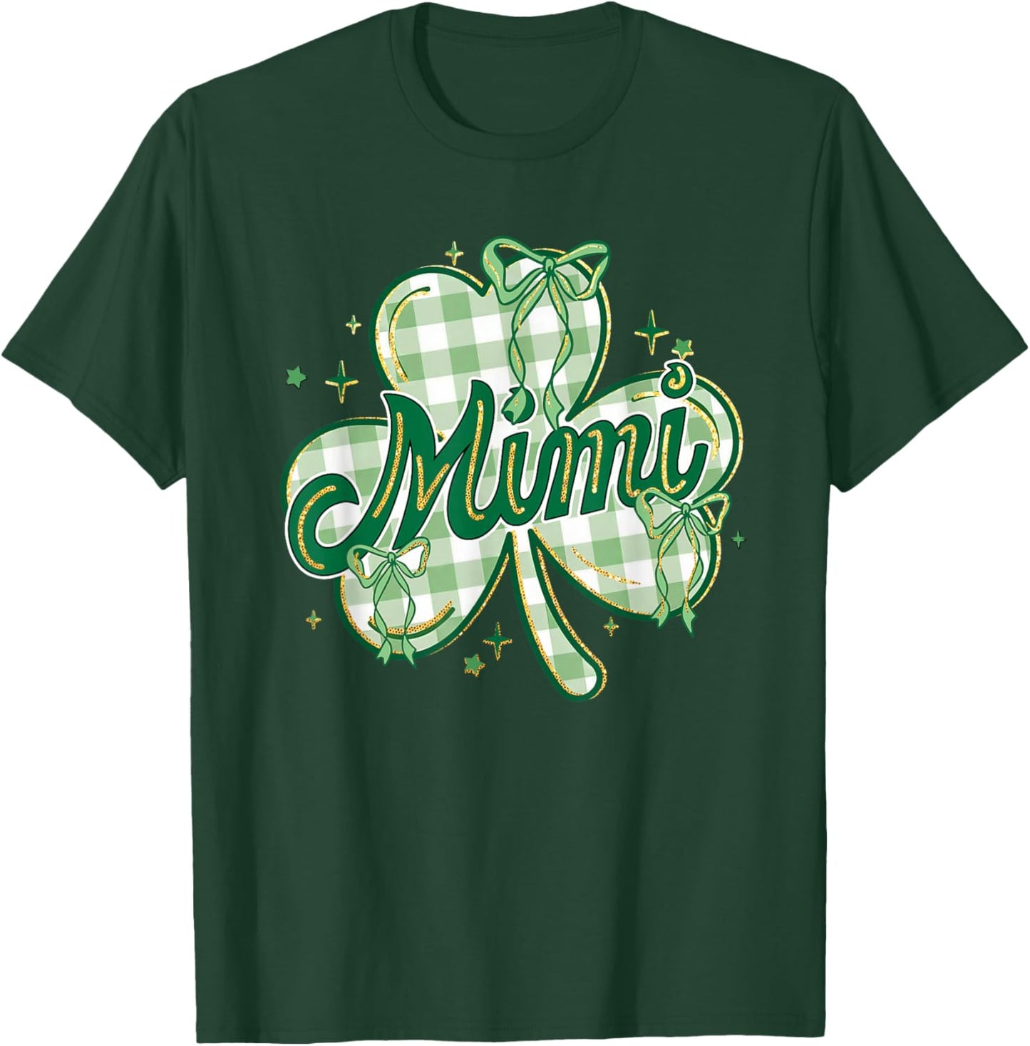 Lucky Mimi St Patricks Day Grandma Coquette Bow Shamrock T-Shirt - T-Shirt | Forest