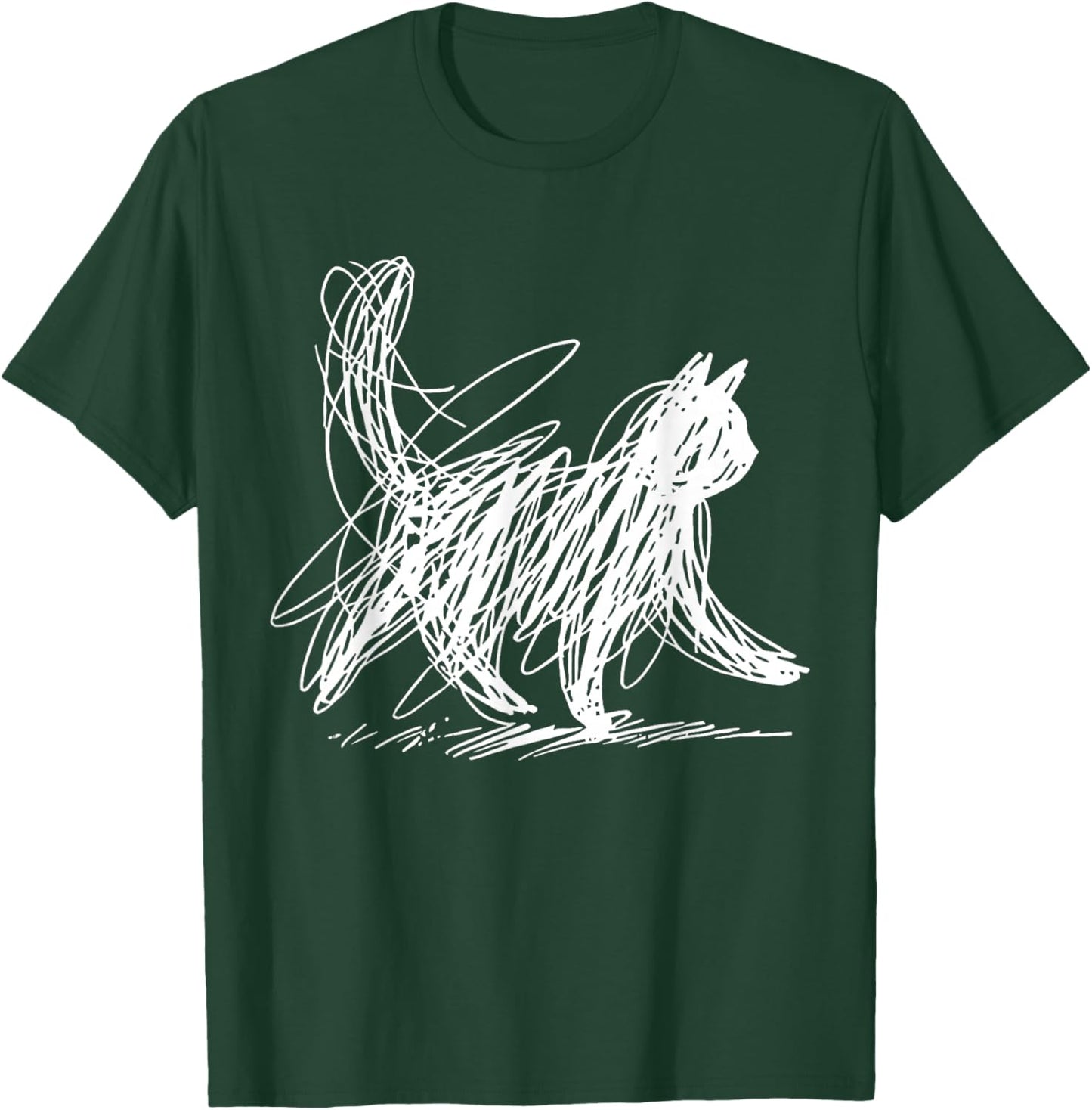 Minimalist Cat Art T-Shirt - T-Shirt | Forest