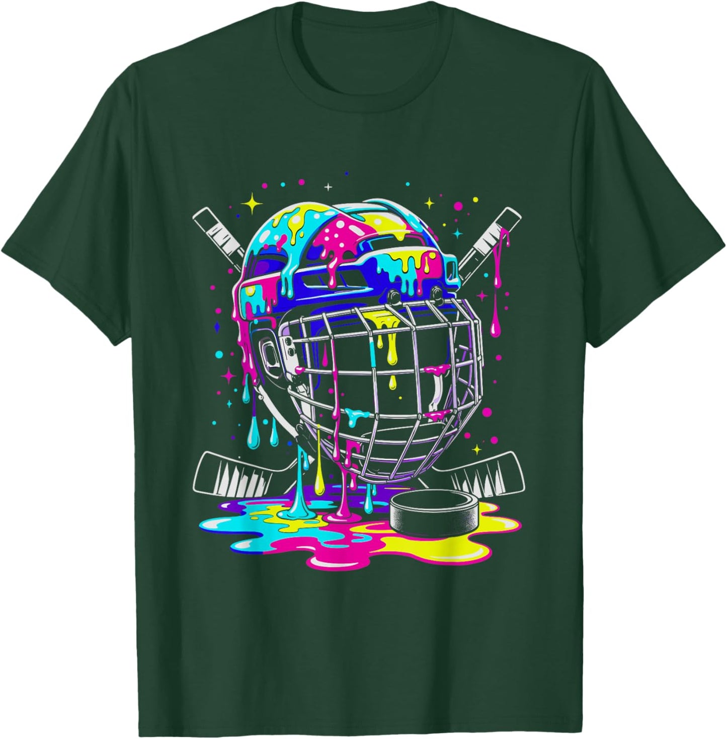 Ice Cream Dripping Hockey Drip Boys Youth Ice Hockey T-Shirt - T-Shirt | Forest