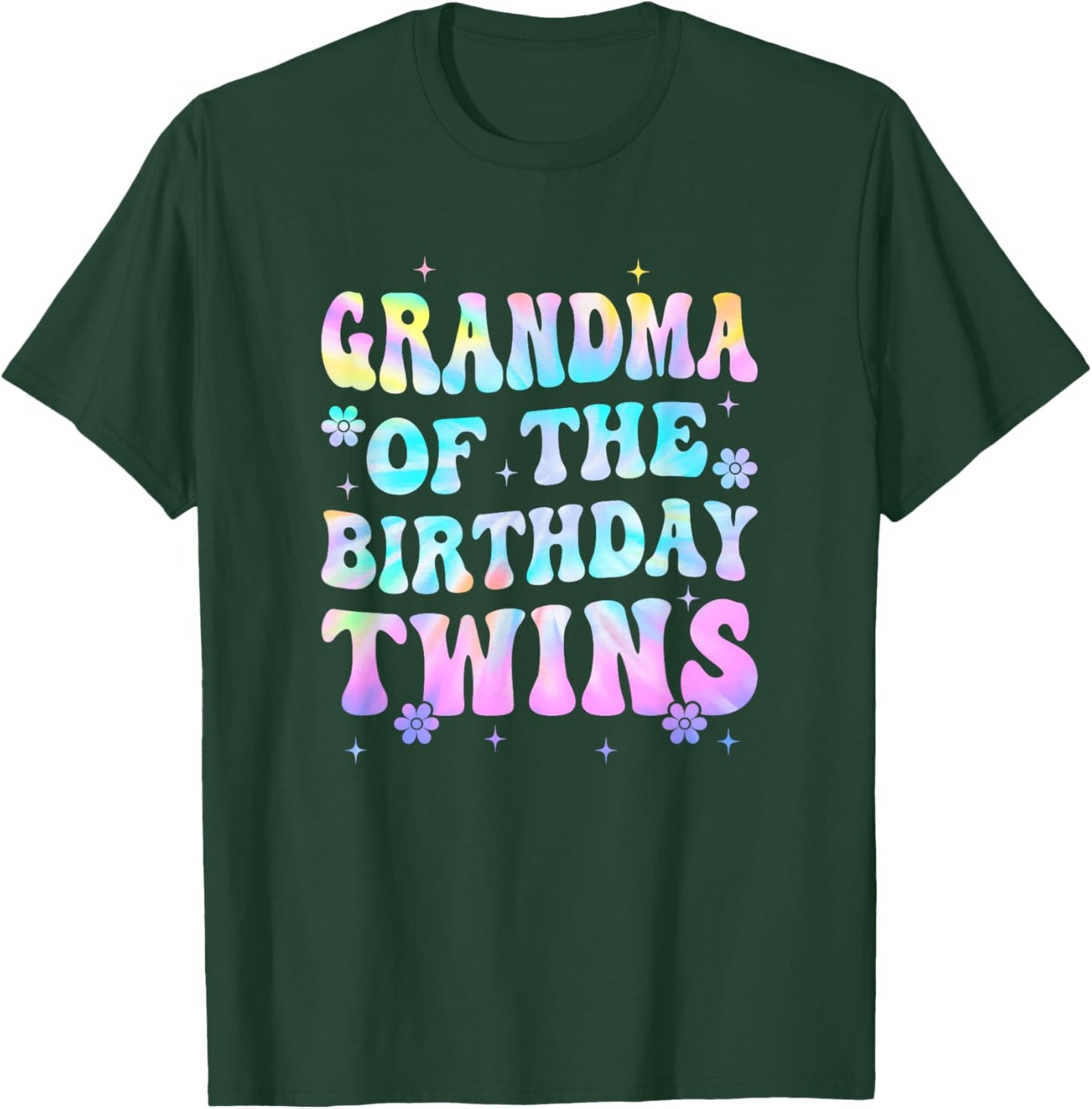 Grandma of The Birthday Twins Girls Kids Party Retro Bday T-Shirt - T-Shirt | Forest