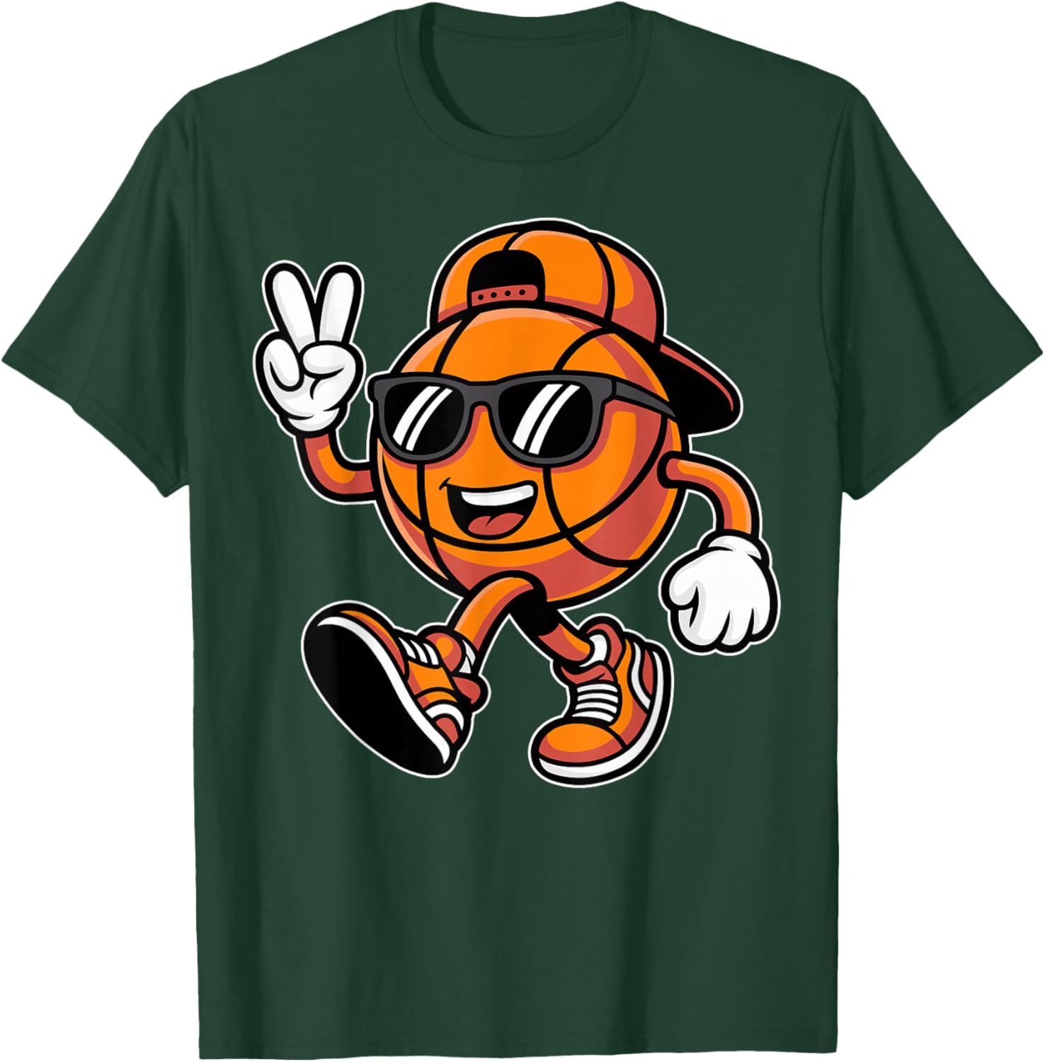 Basketball with Sunglasses Funny Boys Men Basketball Lover T-Shirt - T-Shirt | Forest