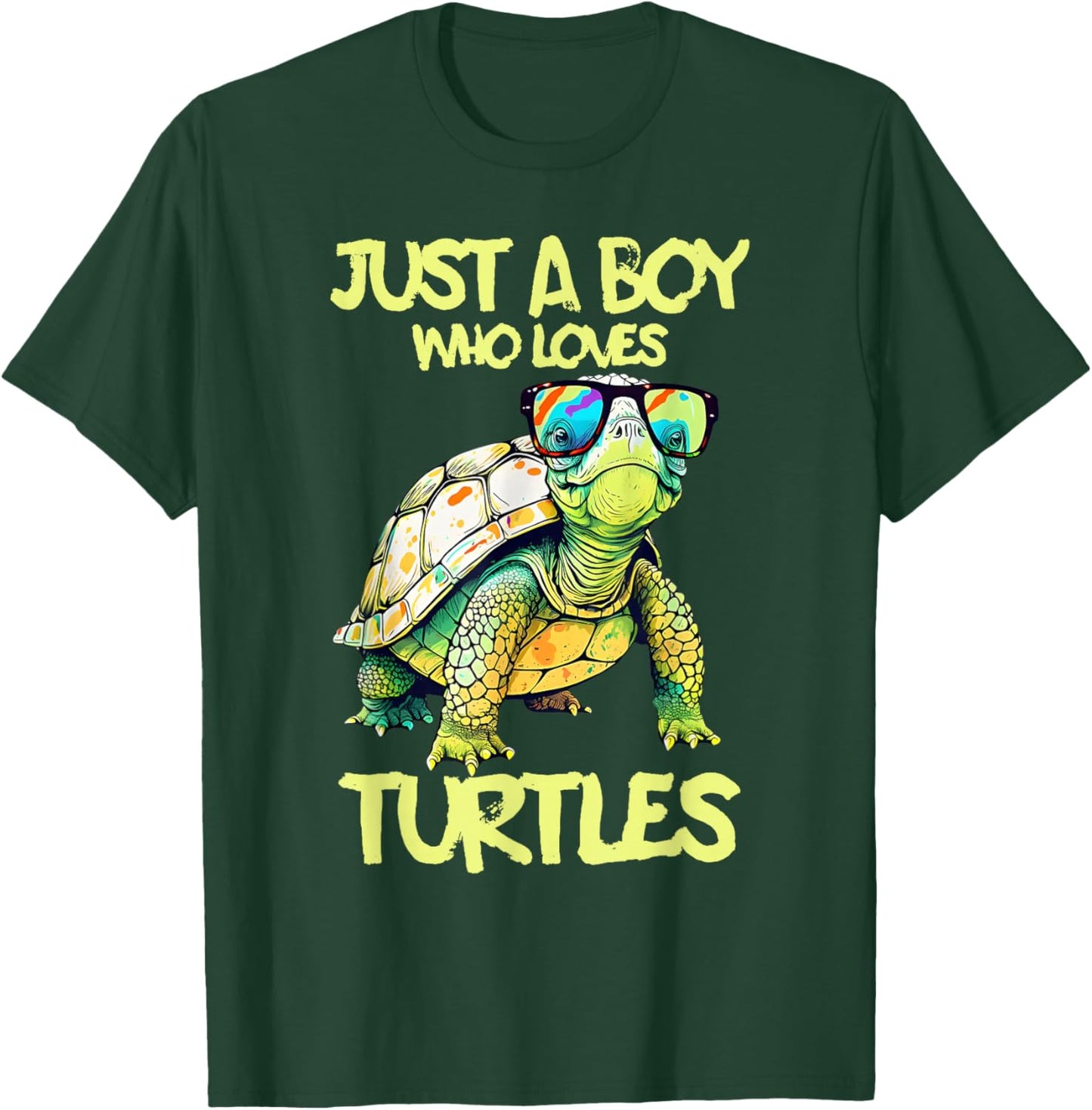 Just A Boy Who Loves Turtles Funny Cool Animal Gift Kids T-Shirt - T-Shirt | Forest